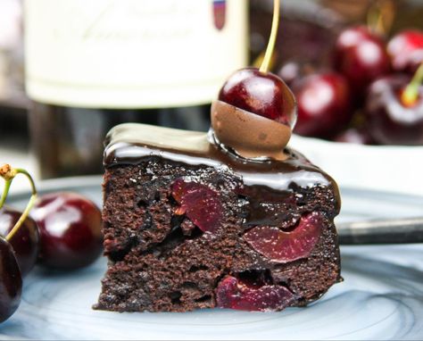 #cake #wine #chocolate Best Chocolate Cherry Cake, Wine Chocolate Cake, Chocolate Red Wine Loaf Cake, Chocolate Maraschino Cherry Cake, Food And Wine Chocolate Cake, Ganache Icing, Powdered Sugar Icing, Types Of Pastry, Wine Cake