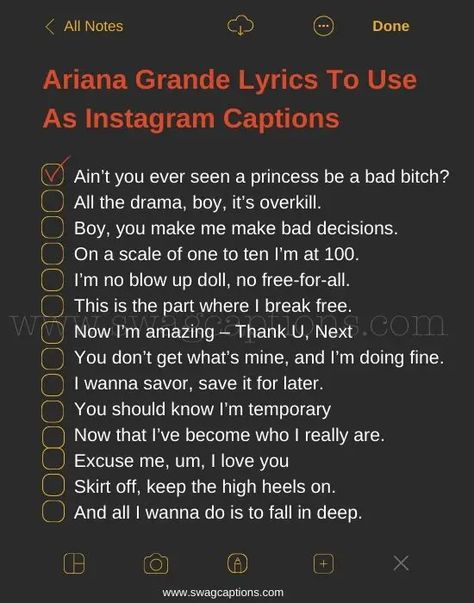 I Love You In Ariana Grande Lyrics, Ariana Grande Insta Captions, Ariana Grande Instagram Captions, Bloodline Ariana Grande Lyrics, Ariana Grande Lyrics Captions, Ariana Grande Captions, Song Lyrics Bio, Ariana Grande Bio, Ariana Grande Songs Lyrics