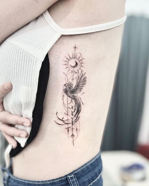 Eternal Flame Tattoo, Phoenix Tattoo Feminine, Small Phoenix Tattoos, Floral Thigh Tattoos, Tattoos Infinity, Phoenix Tattoo Design, Flame Tattoos, Koi Tattoo, Spine Tattoos For Women