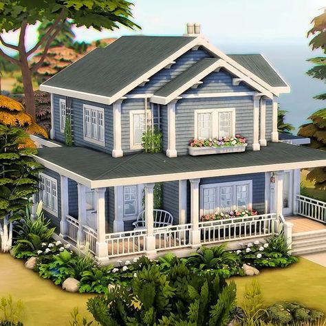 Sims 4 Newcrest House Ideas, Sims 4 Town Houses, Small Coastal Home, Windenburg House Sims 4, Brindleton Bay House, Sims 4 Suburban, Sims 4 House Layout, Sims4 House, Sims 4 Houses Layout