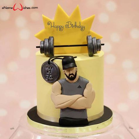 Bolo Crossfit, Name On Cake, Write Name On Cake, Fitness Cake, Gym Cake, Birthday Cake Write Name, Cake Design For Men, Birthday Cake Writing, Birthday Cake With Name