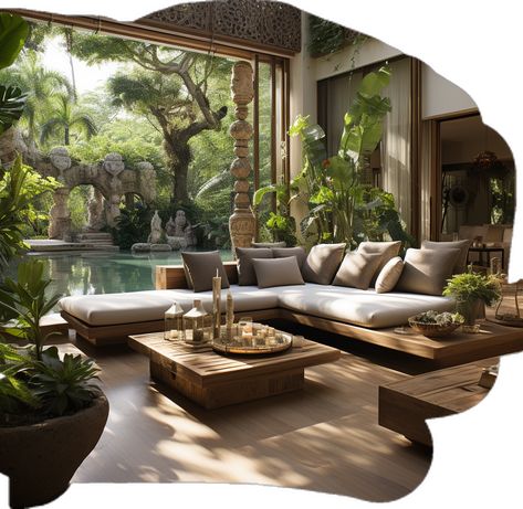 Tropical Room, Bali Style Home, Tropical Retreat, Lush Jungle, A Basketball, Modern House Exterior, Dream Home Design, Decoration Design, 인테리어 디자인