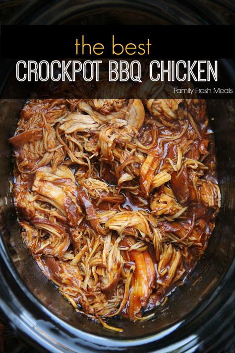 30 Easy Crockpot Recipes - The Best Crockpot BBQ Chicken -- FamilyFreshMeals.com -- Delicious Crockpot Chicken, Barbq Chicken Crockpot, Crockpot Recipes For 6 People, Chicken Barbecue Recipes Crock Pot, Bq Chicken Crockpot, Crockpot Chicken Potluck Recipes, Chicken Strip Recipes Crockpot, Easy Summer Slow Cooker Recipes, Bar B Que Chicken Crockpot Slow Cooker