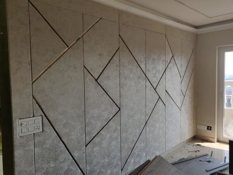 Wall Punning Groove Design, Cement Sheet Design, Cement Sheet Wall Interiors, Groove Pattern On Wall Interior, Wall Panel Modern, Accountant Office, Cement Sheet, Wall Cladding Interior, Concrete Pattern