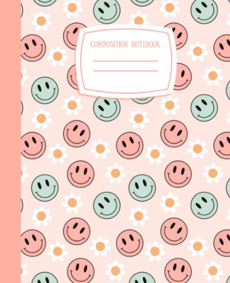 Composition Notebook: Pretty Pink Smiley Face | 7.5" X 9.25" | Wide Ruled Lined 110 Pages | Cute Aesthetic School Supplies Classroom Posters Diy, Goodnotes Notes Ideas Aesthetic, Preppy Notebooks, Cute Composition Notebooks, Cute Notebook Covers, Preppy Classroom, Preppy Backgrounds, Creative Notes, Goodnotes Covers