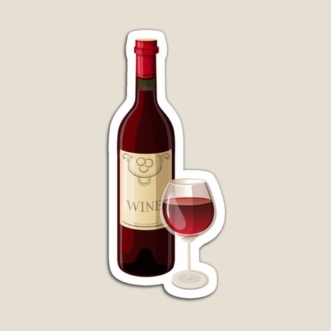 Get my art printed on awesome products. Support me at Redbubble #RBandME: https://www.redbubble.com/i/magnet/Wine-Bottle-and-Wine-Glass-by-DesignsByElias/156269837.TBCTK?asc=u Wine Glass Sticker, Journal Printables Stickers Aesthetic, Wine Bottle Aesthetic, Stikers Aesthetic, Wine Bottle Illustration, Wine Clipart, Boulet Journal, Wine Bottle Stickers, Wine Stickers