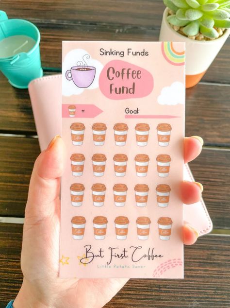 Need that morning coffee but want to have it guilt free? Use this coffee sinking fund savings challenge to help your each you save and budget. Each time you contribute money, mark it off! Insert these into your budget binders when you cash stuff! Visit my Etsy shop. Fits in A6 Budget binders. #budgetbinder #savingschallenge #a6budgetbinderinsert #savings #moneytracker #sinkingfunds #cashenvelope #moneychallenge #savemoney #budgeting Money Tracker, Sinking Fund, A6 Binder, Spar Challenge, All Currency, Money Challenge, Cash Envelope, Sinking Funds, Budget Binder