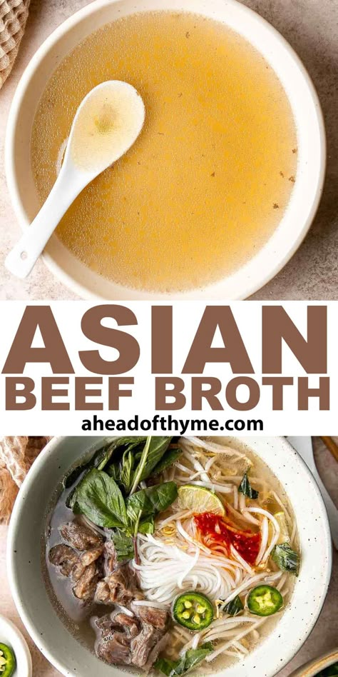 Asian Beef Broth Asian Beef Broth, Meat Broth Recipes, Recipes With Beef Broth, Asian Beef Soup, Recipes Using Beef Broth, Beef Broth Soup Recipes, Beef Broth Recipes, Asian Broth, Beef Stock Recipes