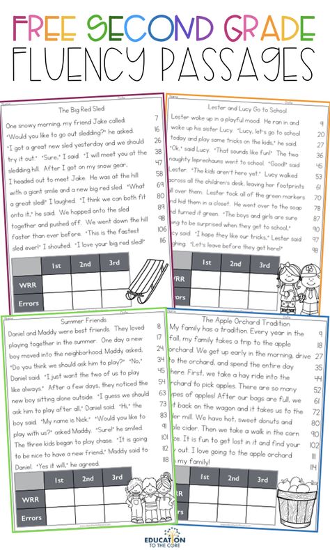 Get our FREE 2nd Grade Fluency / Reading Comprehension Passages and Questions Freebie / Sampler! Reading Comprehension Assessment, Third Grade Comprehension Passages Free, Third Grade Fluency Passages Free, Fluency For 3rd Grade, Third Grade Reading Passages Free, 2nd Grade Comprehension Passages Free, Fluency Lesson Plans 2nd Grade, Building Fluency 2nd Grade, 2nd Grade Tutoring Activities