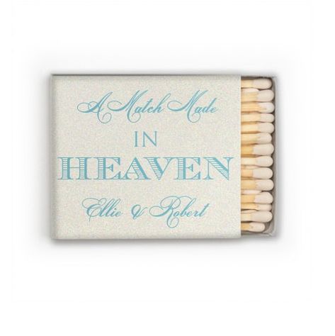 How cute are these! A Match Made in Heaven Matches - Wedding Favors. Choose from dozens of colors and fonts. Custom Wedding Matches, Matches Wedding, Wedding Matches Favors, Wedding Match Boxes, Match Boxes, Bridal Theme, Bridal Favors, Personalized Matches, A Match Made In Heaven