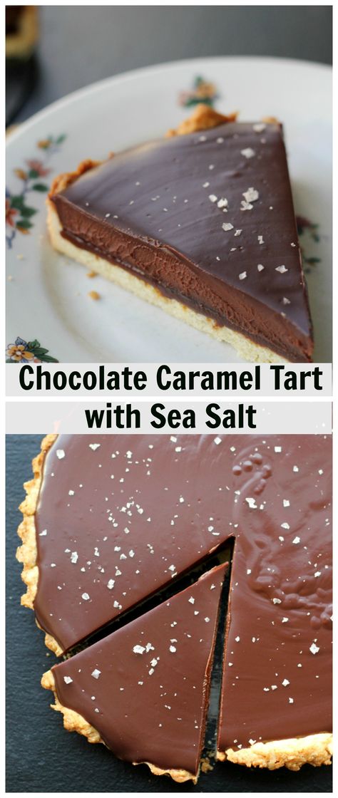 This elegant tart has a crisp cookie crust that is filled with a layer of salted caramel and topped with a thick decadent ganache. Choc Tart Recipe, Chocolate Tarte, Ganache Tart, Chocolate Caramel Tart, Caramel Tart, Caramel Chocolate, Holiday Dessert, God Mat, Cookie Crust