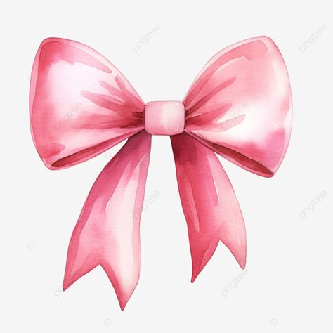 Pink Cartoon Paintings, Pretty Pink Paintings, Pink Bow Clipart, Pink Bow Painting, Cute Pink Drawings, Pink Bow Drawing, How To Draw A Bow, Pink Bow Cartoon, Bows Illustration