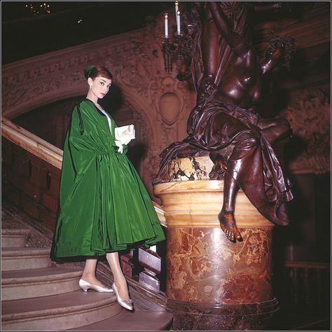 Audrey Hepburn in evening coat by Givenchy on the grand st… | Flickr Audrey Hepburn Funny Face, Audrey Hepburn Dress, Helen Rose, Audrey Hepburn Photos, Audrey Hepburn Style, Hepburn Style, Katharine Hepburn, Lauren Bacall, Marlene Dietrich