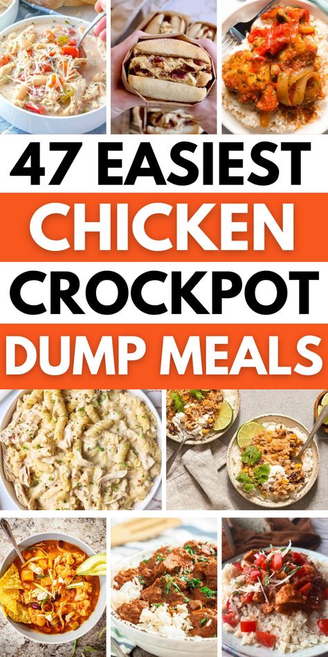 easy family chicken dinner ideas Crock Pot Dump Meals Chicken, Chicken Weeknight Meals, Chicken Crockpot Recipes Dump And Go, Chicken Crockpot Dump Meals, Crockpot Dump Recipes Chicken, Crock Pot Chicken Meal Prep, Crock Pot Chicken Meals Easy, Easy Chicken Crockpot Meals Simple, Best Chicken Crockpot Meals