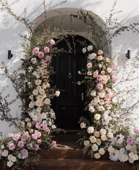 Floral Arbour, September Wedding Colors, Wedding Gate, Floral Archway, White Wedding Decorations, Wedding Archway, Floral Arch Wedding, Pink And White Weddings, Ceremony Details