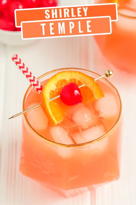 Shirley Temple Recipe, Shirley Temple Drink, Slushie Recipe, Orange Drinks, Non Alcoholic Cocktails, Alcoholic Cocktails, Lemon Lime Soda, Soup Dinner, Raspberry Lemonade