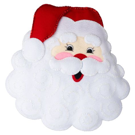 "Buy Bucilla® Jolly Santa Felt Pillow Applique Kit at Michaels. com. Deliver a dose of nostalgia to your holiday decor with this charming Santa pillow. Deliver a dose of nostalgia to your holiday décor with this charming Santa pillow. Details: Jolly Santa 13.5\" x 14\" Made in the USA. Contents: Stamped felts Floss Needle Instructions | Bucilla® Jolly Santa Felt Pillow Applique Kit | 13.5\" x 14\" | Michaels®" Fabric Christmas Decorations, Santa Pillow, Christmas Stocking Kits, Felt Wall Hanging, Felt Wall, Felt Pillow, Applique Pillows, Felt Stocking, Christmas Wall Hangings