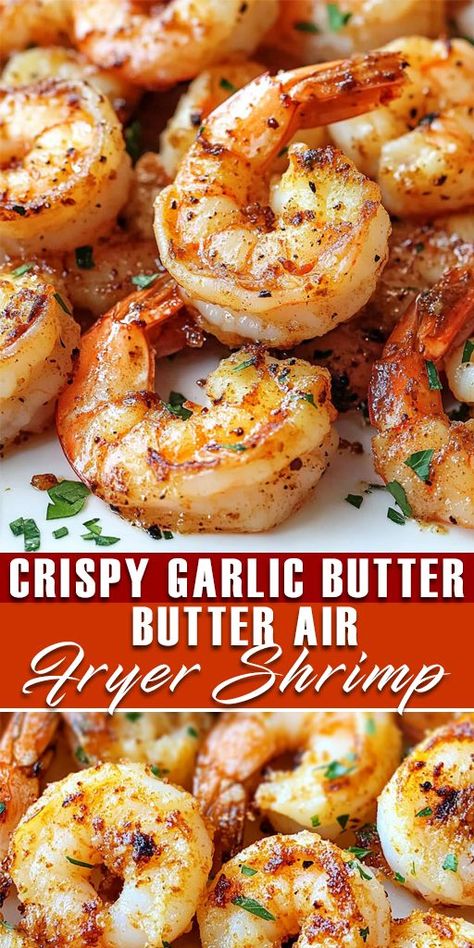 These Crispy Garlic Butter Air Fryer Shrimp are packed with flavor and cooked to perfection in just minutes! 🧄🧈Ready in under 15 minutes, it’s an easy, keto-friendly, and low-carb option the whole family will love! 🍽️💖 Try it now and make dinner effortlessly delicious! 😍👌 👉 Save this recipe and make it tonight! Don’t forget to Pin for later! 🏷️ #AirFryerShrimp #GarlicButterShrimp #EasyDinnerRecipes #HealthyShrimpRecipes #LowCarbRecipes Low Carb Shrimp Recipes, Air Fryer Shrimp, Buttered Shrimp Recipe, Air Fryer Fish Recipes, New Air Fryer Recipes, Crispy Garlic, Healthy Appetizer, Shrimp Recipes Healthy, Air Fryer Oven Recipes