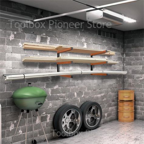 2PCS Firewood Rack Lumber Storage Rack Wall-Mounted Firewood Rack Heavy Duty Metal Wood Organizer Lumber Storage Rack, Outdoor Firewood Rack, Wood Organizer, Tool Storage Cabinets, Lumber Storage, Garage Tool Storage, Firewood Rack, Tool Cabinet, Garage Tools