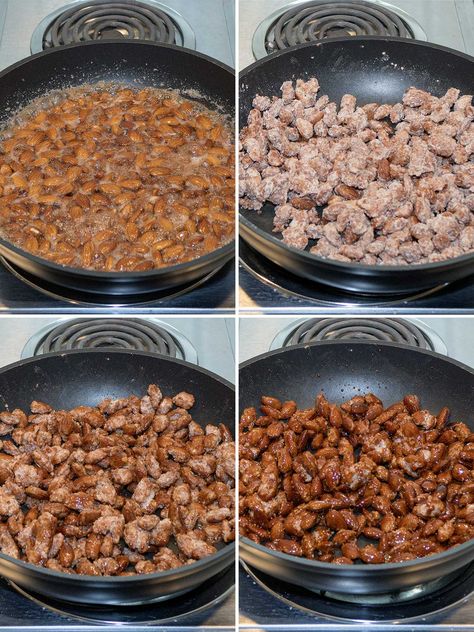 Caramelized Almonds Caramelized Almonds Recipes, Almonds Recipe Healthy, Caramelized Almonds, Roasted Almonds Recipe, Glazed Nuts, Almond Caramel, Hazelnut Recipes, Almond Crunch, Candied Almonds