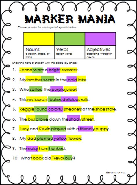 http://www.teacherspayteachers.com/Product/Parts-of-Speech-Marker-Mania-FREEBIE-1248624 3rd Grade Writing, 2nd Grade Writing, 4th Grade Writing, Nouns And Verbs, Grammar And Punctuation, Classroom Freebies, Grammar Activities, Teaching Grammar, 3rd Grade Reading