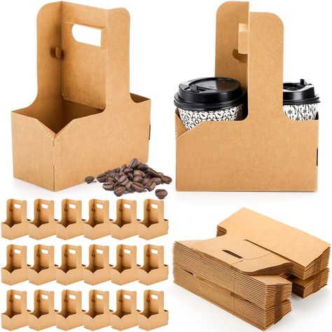 PRICES MAY VARY. Package Include: You will get 50 pack 2 cup kraft drink carrier holder with a built-in handle, 2-cup can holds 60-oz total capacity (12-30 oz per cup), each dimensions: approximately 6.9 x 3.15 x 8.85 inch(LxWxH). Perfect for holding your morning coffee, smoothie, or ice cream. Premium Material: Lawei beverage holder is made of high-quality, sturdy and durable kraft paper that ensures not tear when used. Safe, BPA free and non-toxic. Sturdy, waterproof and not easily broken. It Cup Carrier, To Go Coffee, Drink Carrier, Coffee Cup Holder, Food Delivery, Take Out, Cold Drinks, Cup Holder, Coffee Cup