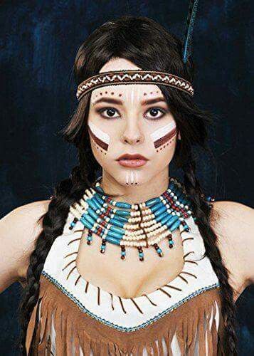 Native American Face Paint, Tribe Fashion, Indian Makeup, Fancy Dress Accessories, Fantasy Makeup, Costume Makeup, Pure Beauty, Pocahontas, Halloween Makeup