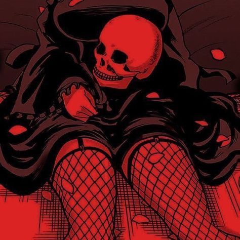 Red Light, Dark Red, Skeleton, Stockings, Red, Anime