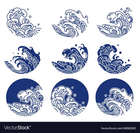 Seni Mural, Wave Drawing, Dibujos Tattoo, Japan Logo, Line Logo, Japanese Water, Japanese Drawings, Waves Line, Irezumi Tattoos