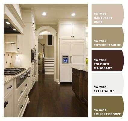 Dark Island, Beige Palette, Office Den, Dark Hardwood, Colors Painting, Interior Colors, Brown Floors, Warm Beige, Bathroom Office