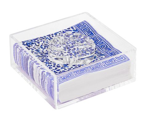 PRICES MAY VARY. Clear napkin holder comes filled with blue cocktail napkins and topped with an acrylic weight to keep you prepared for any event, from brunches to cocktail parties Includes 40 decorative napkins that are made of paper and designed for single use. Each cocktail napkin features the blue and white design, Pattern Play, with a pink Lilly Pulitzer logo on each one Acrylic weight is shaped like a palm leaf and keeps all the printed paper napkins in one tidy spot and prevents them from Pink Lilly, Beach Cocktails, Napkin Dispenser, Decorative Napkins, Pink Lillies, Cocktail Napkin, Cocktail Parties, Decorative Paper, Pattern Play