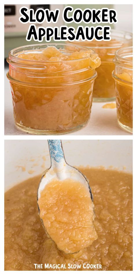 Who knew that Slow Cooker Applesauce could be so easy? Just four ingredients and a few hours of cooking yield delicious applesauce that is perfectly sweet and sure to be loved by all on the receiving end. - The Magical Slow Cooker Crockpot Applesauce Easy, Crockpot Applesauce, Slow Cooker Applesauce, Apples And Cinnamon, Yummy Dishes, Homemade Applesauce, Crock Pot Slow Cooker, Crock Pot Cooking, Yummy Yummy