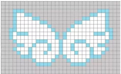 Perler Bead Wings, Angel Wings Cross Stitch, Angel Wings Pixel Art, Barbie Pixel Grid, Wings Pixel Art, Angel Pixel Art, Small Pixel Art Grid, Pixel Wings, Pixel Art Butterfly