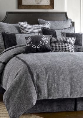 Mens Bedding, Bedroom Bedsheets, Houndstooth Pillows, Lodge Bedding, Grey Throw Blanket, Complete Bedding Set, Grey Comforter Sets, Grey Comforter, Holiday Room