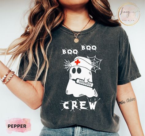 Boo Boo Crew Shirts, Unicorn Vintage, Nurse Halloween Shirt, Nurse Outfit, Ghost Tshirt, Nurse Crewneck, Boo Boo Crew, Cricket Projects, Oversize Tshirt