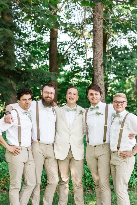 Khaki Groomsmen, Groomsmen Attire Beach Wedding, Tan Groomsmen, Khaki Wedding, Groomsmen Fashion, Groomsmen Suspenders, Wedding Groomsmen Attire, Suspenders Wedding, Groomsmen Outfits