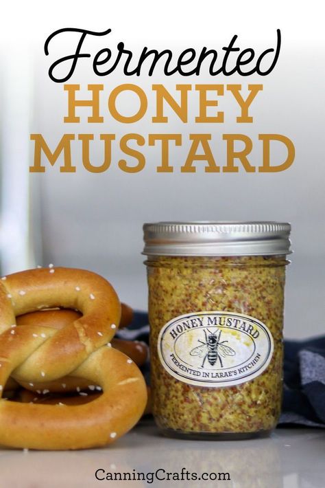 Fermented Honey Mustard Recipe | CanningCrafts.com | Homemade honey mustard is an easy project. You only need a handful of ingredients and time. Serve this delicious condiment with soft pretzels, sandwiches, grilled meats, or use it as a high-quality ingredient in homemade vinaigrettes. #fermentation #fermentedfood #honey #honeymustard #fermenting #fermentingfood Honey Mustard Recipe Homemade, Homemade Mustard Recipe For Canning, How To Make Honey Mustard, Subway Honey Mustard Recipe, Honey Fermenting, Diy Honey Mustard, Mustard Recipe Homemade, Beer Mustard Recipe, Honey Mustard Recipe