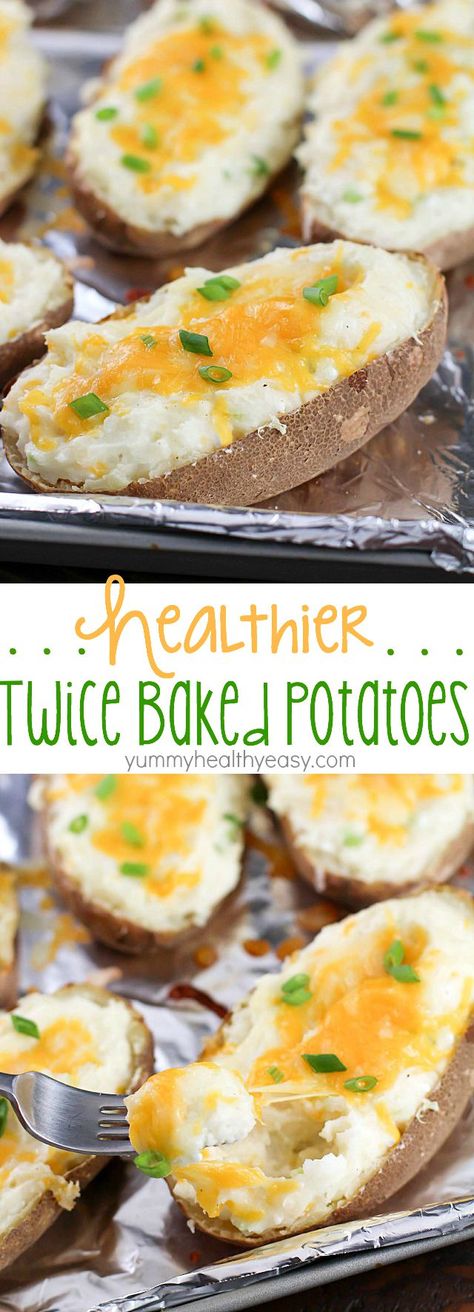 Twice Baked Potatoes Healthy, Baked Potato With Cottage Cheese, Healthy Twice Baked Potatoes, Low Calorie Baked Potato, Healthy Baked Potato, Twice Baked Potato, Twice Baked, Twice Baked Potatoes, Baked Potatoes