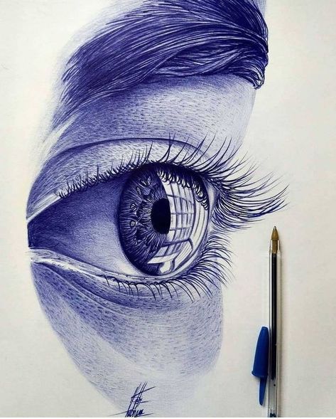 Ballpen Drawing, Stylo Art, Biro Drawing, Biro Art, Eye Drawings, Ballpoint Pen Art, Pen Art Work, Eyeball Art, Ballpoint Pen Drawing