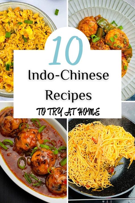 Collage of Indo-Chinese recipes. Indo Chinese Recipes, Global Cuisine, Spice It Up, Stir Fries, Indian Spices, Create Something, Chinese Food, Something New, Spice Things Up