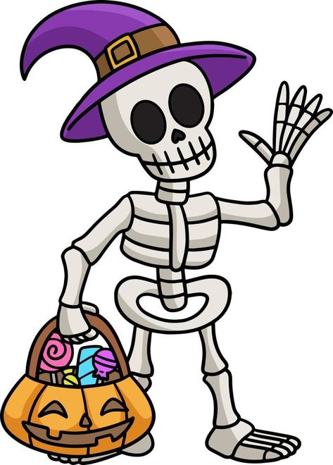 Skeleton Halloween Cartoon Colored Clipart Skeleton Drawing Halloween, Skeleton Painting Easy, Skeleton Drawing Easy, Halloween Dibujos, Skeleton Cartoon, Cartoon Skeleton, Skeleton Clipart, Parking Spot Painting, Hand Painted Birdhouses