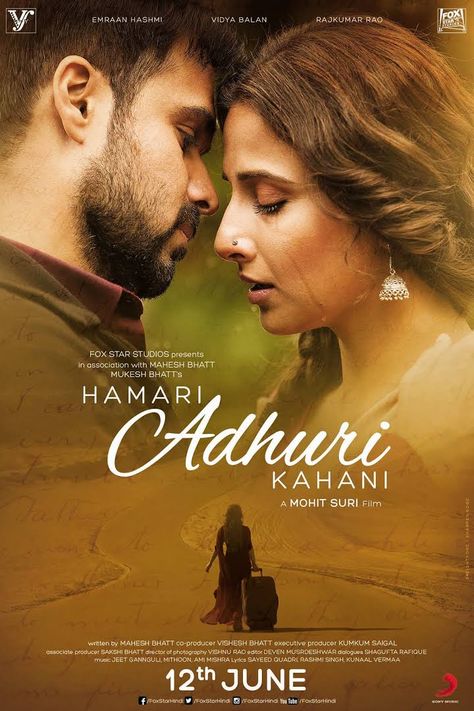 Movie Hamari Adhuri Khani one of my favs <3 <3 Humari Adhuri Kahani, Hamari Adhuri Kahani, Adhuri Kahani, Tam Film, Title Song, Imdb Movies, Bollywood Posters, 2015 Movies, Shah Rukh Khan