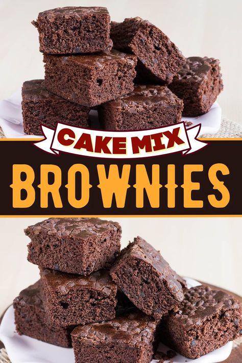 Cake Mix Brownies 3 Ingredients, Brownies With Cake Mix, Brownies From Cake Mix, Oreo Crunch, Cake Mix Brownies, Cake Mix Muffins, Brownies Recipes, Cake Mix Desserts, Bakery Foods