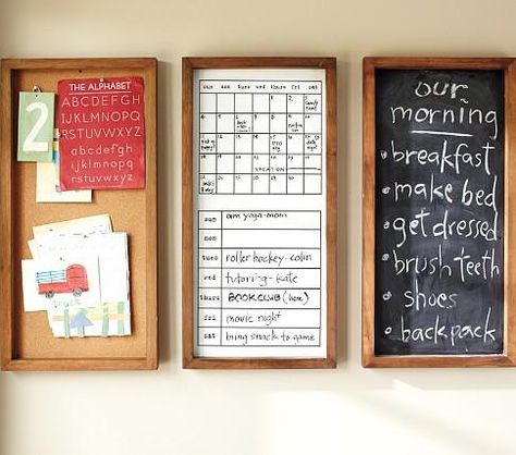 Daily Organization System | Pottery Barn Kids Kitchen Notice Board Ideas, Notice Board Ideas, Kitchen Notice Board, Organization Center, Whiteboard Office, Whiteboard Ideas, Chalkboard Calendar, Whiteboard Calendar, Family Command Center