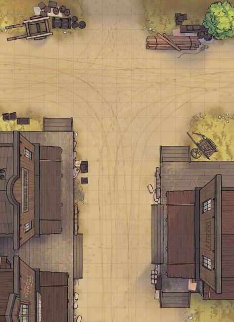 The Wild West High Street Battle Map Exterior Restaurant, Wild West Town, West Map, Cowboy Town, Old Western Towns, Environment Sketch, Western Games, Old West Town, Road Town