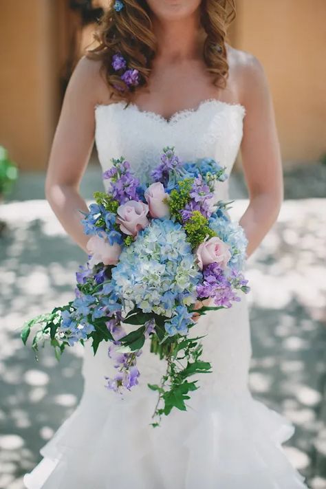 Blue, Pink and Purple Loose Bridal Bouquet in Texas Blue Wedding Flowers Bouquet, Pearl Bridal Bouquet, White Wedding Flowers Bouquet, Hydrangea Bouquet Wedding, Bridal Bouquet Blue, Hydrangea Wedding, Purple Wedding Bouquets, Light Blue Wedding, Hydrangeas Wedding