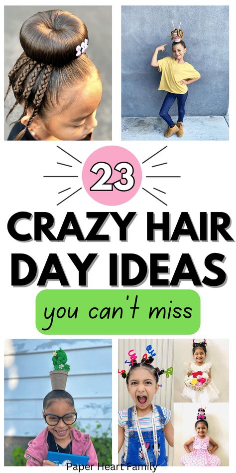 Crazy Hair Day Girls Easy, Crazy Hair Day For Teachers, Easy Crazy Hairstyles, Whacky Hair Day, Crazy Hair For Kids, Crazy Hair Day Ideas, Toddler Hairstyles, Wacky Hair Days, Wacky Hair