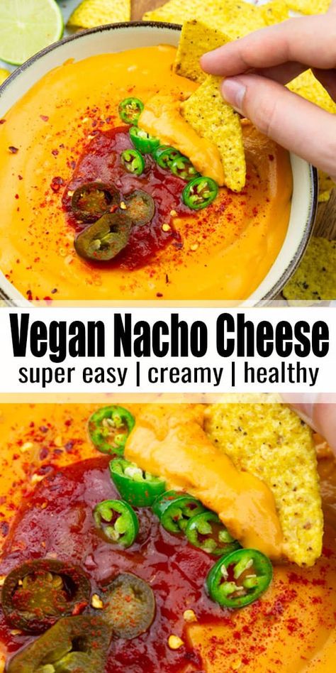 You will absolutely love this vegan nacho cheese! It's super creamy, rich, and slightly spicy. And it's just bursting with flavor! We simply can't get enough of it around here! #vegan #veganrecipes #healthy Dairy Free Nacho Cheese, Vegan Cheese Dip, Vegan Nacho Cheese Sauce, Nachos Vegan, Vegan Nacho Cheese, Cheese Nachos, Nacho Dip, Vegan Nachos Cheese, Vegan Dips