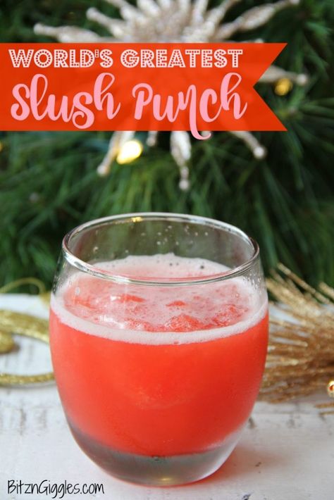 World's Greatest Slush Punch - The best party punch you will ever have!! Great for showers, holidays and all kinds of celebrations. Kid-friendly and SO addicting! Small Batch Punch Recipe, Best Party Punch, Slush Punch, Punch Recipes For Kids, Christmas Drinks Nonalcoholic, Snack Tables, Wedding Punch, Alcoholic Punch Recipes, Slush Recipes