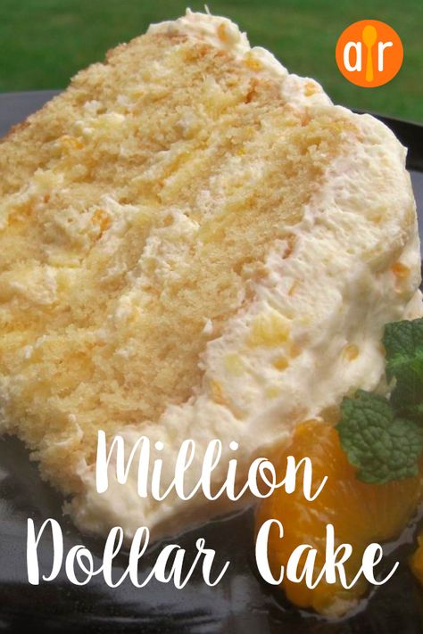 Million Dollar Cake | "This cake is indescribably good. The topping reminds me of ambrosia fruit salad and I could eat it with a spoon!" #cakerecipes #bakingrecipes #dessertrecipes #cakes #cakeideas Million Dollar Icing Recipe, Best Homemade Cakes Recipes, Best Cake Recipes Ever, Yellow Cake Recipes Ideas, Desert Cakes Ideas, Justapinch.com Recipes, Recipes For Cakes Homemade, Great Cakes Recipes, Yummy Cakes Homemade